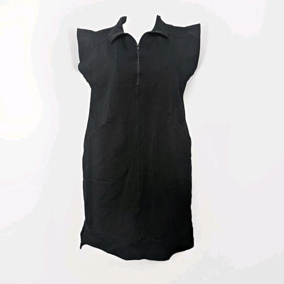 Brigitte Brianna Gia Dress Black Sheath Double Ponte Knit Sexy Modest Pockets M - Picture 2 of 7